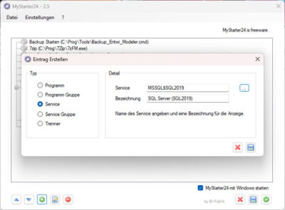 BI-Fabrik - MyStarter24 - Freeware Tool