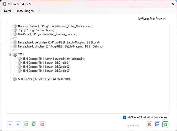 BI-Fabrik - MyStarter24 - Freeware Tool